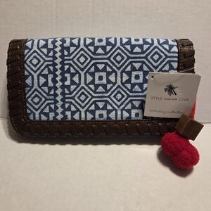 Noonday Collection Blue and Brown Geometric Wallet